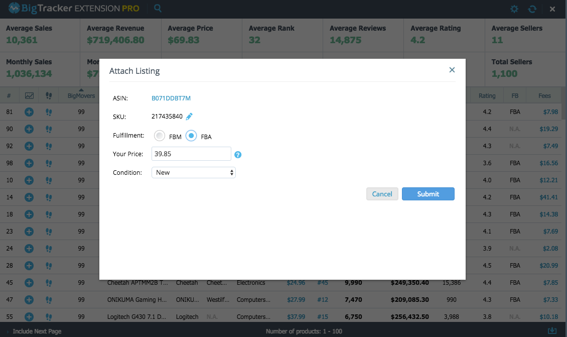 BigTracker Attach Listing