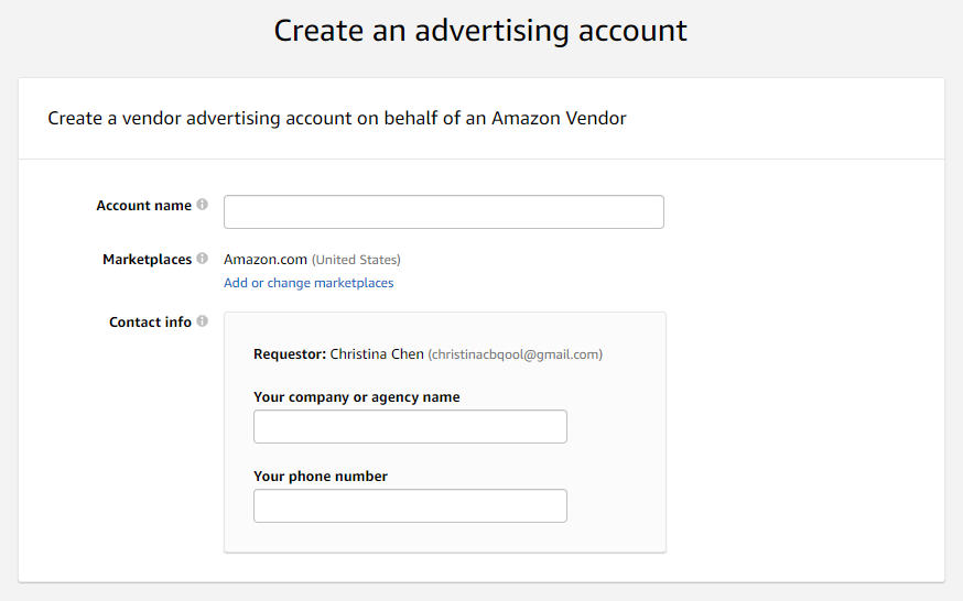 Create an advertising account