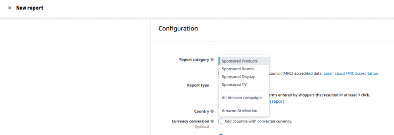 Amazon Ads New Report UI