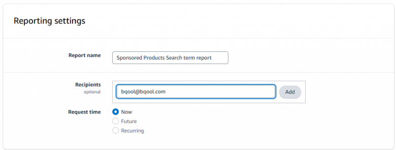 Selecting Reporting settings on Amazon Seller Central